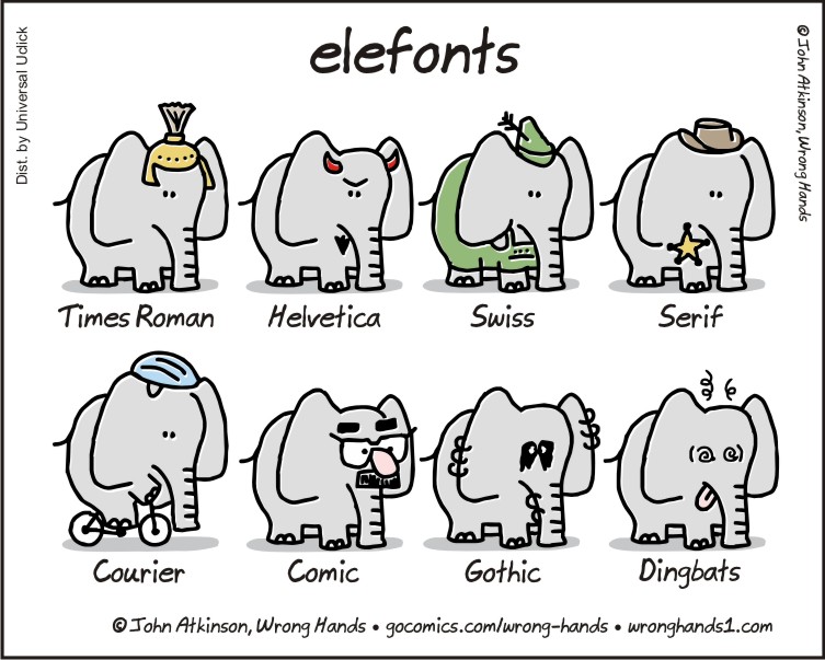 Cartoon captioned 'Elefonts'