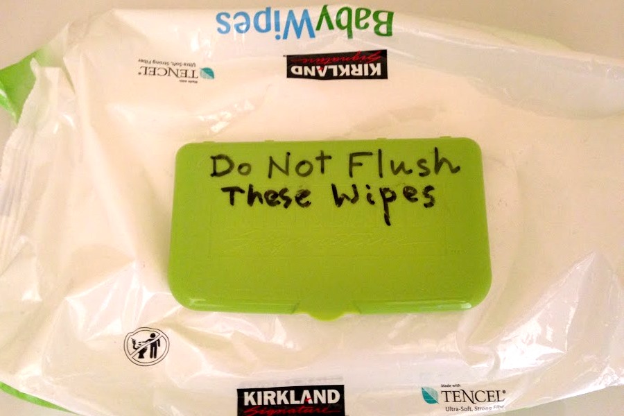 Instructions written on a package of wet wipes