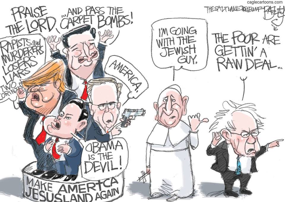 Cartoon about the Pope and US presidential candidates