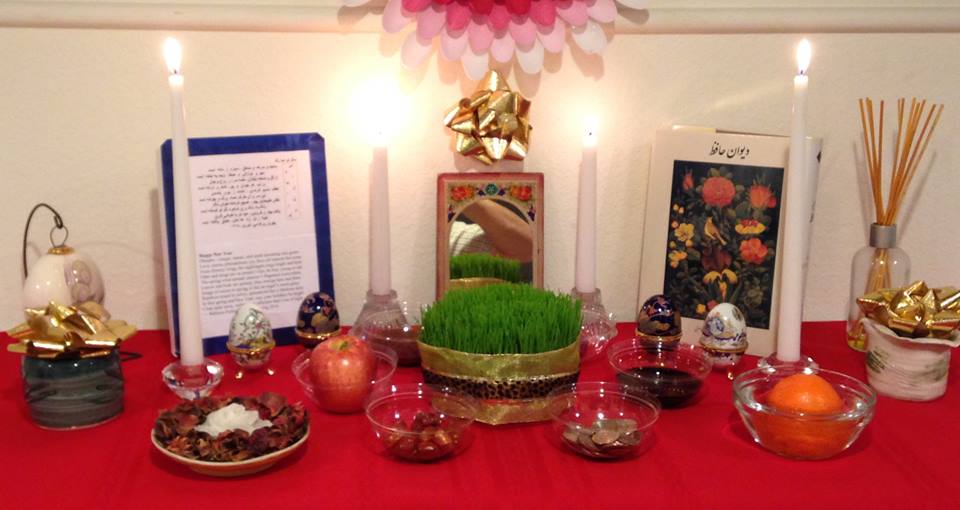 Haft-sin spread, set up at the entry foyer in my house