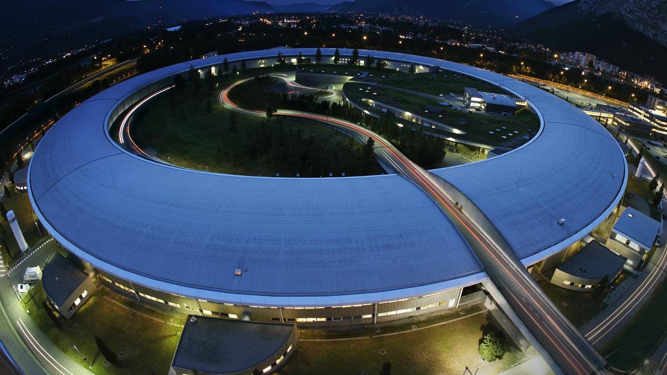 Photo of the futuristic Synchrotron Radiation Facility in Grenoble