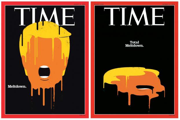 Time magazine's covers of August 22 and October 24, 2016