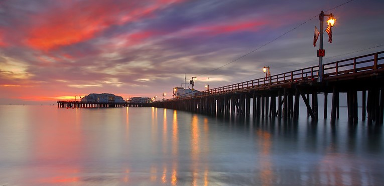 Santa Barbara's Stearns Wharf at sunset