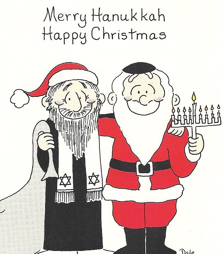 Cartoon image for Christmas and Hanukkah greeting