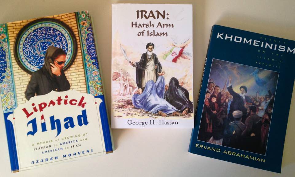 Photo showing three books about Iran