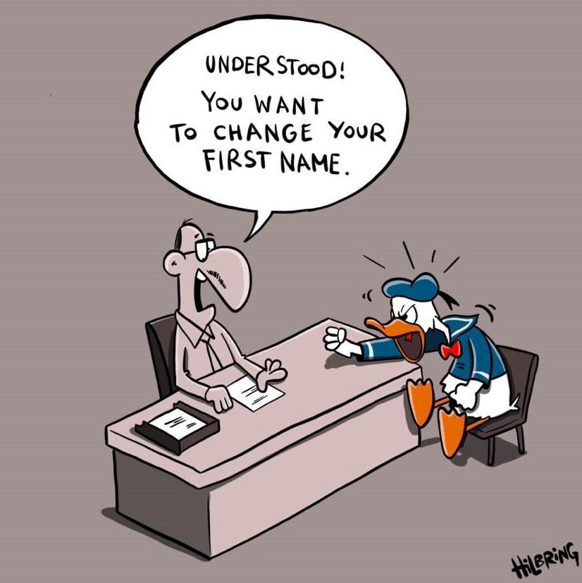 Cartoon: Donald Duck wants to change his first name
