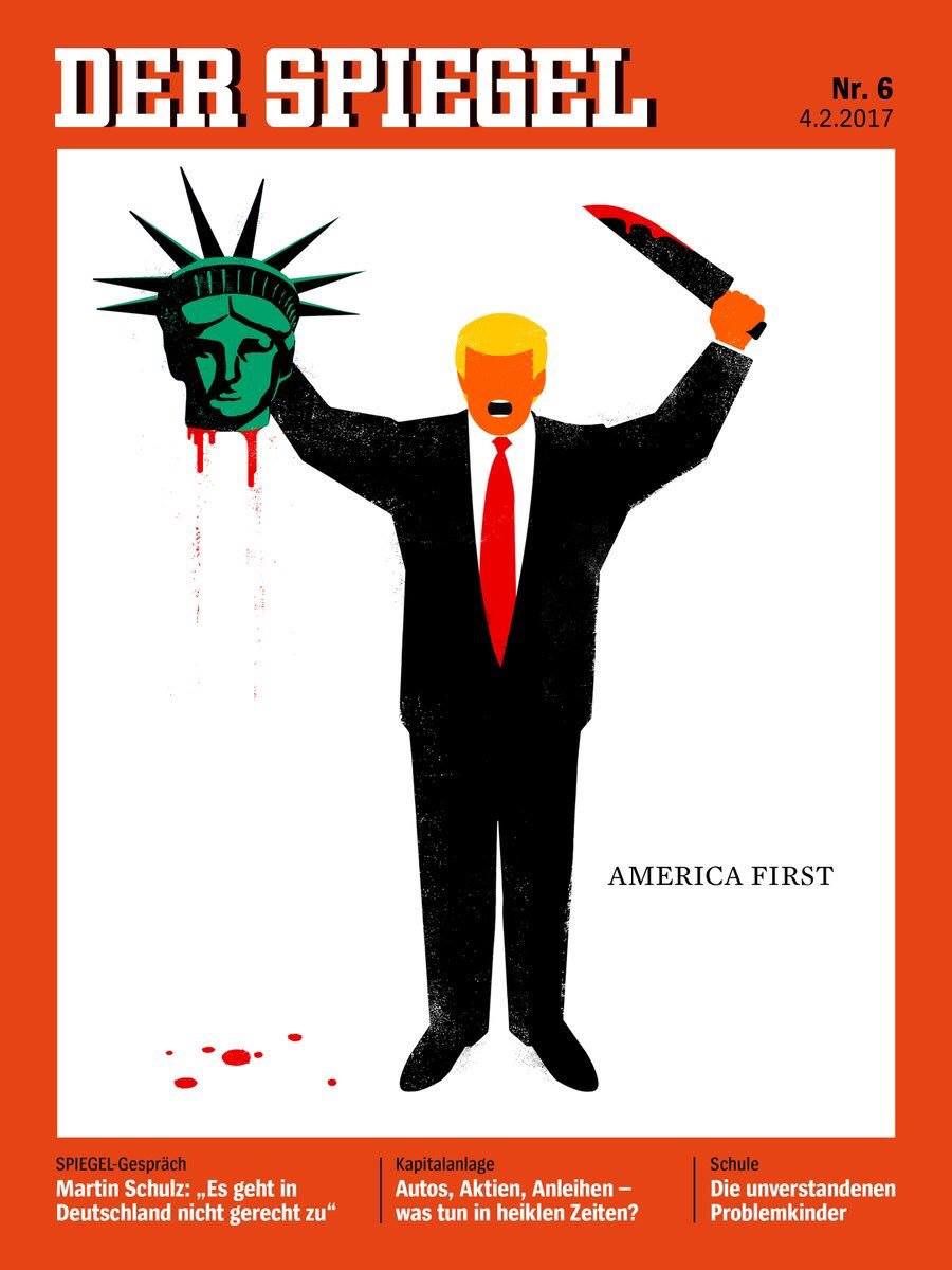 'Der Spiegel' cover image, showing Trump beheading Lady Liberty