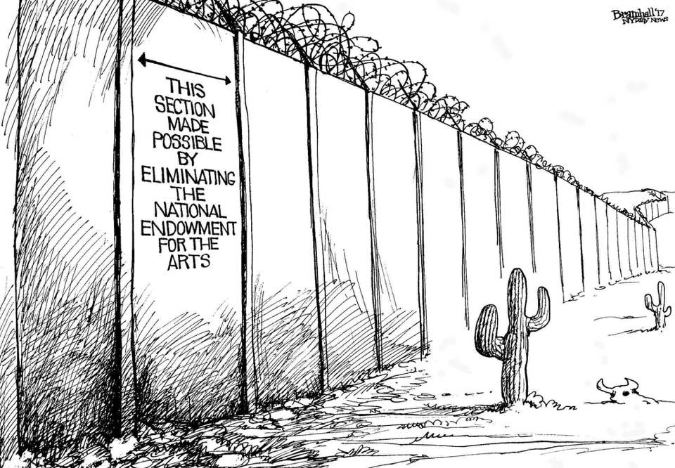 Cartoon about method of paying for Trump's wall