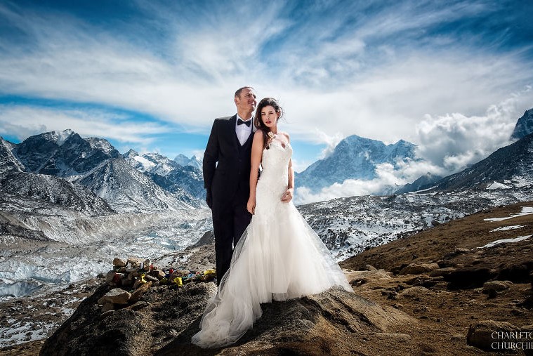 Wedding photo, taken at Mt. Everest's base camp