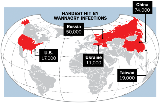 WannaCry ransomeware world map