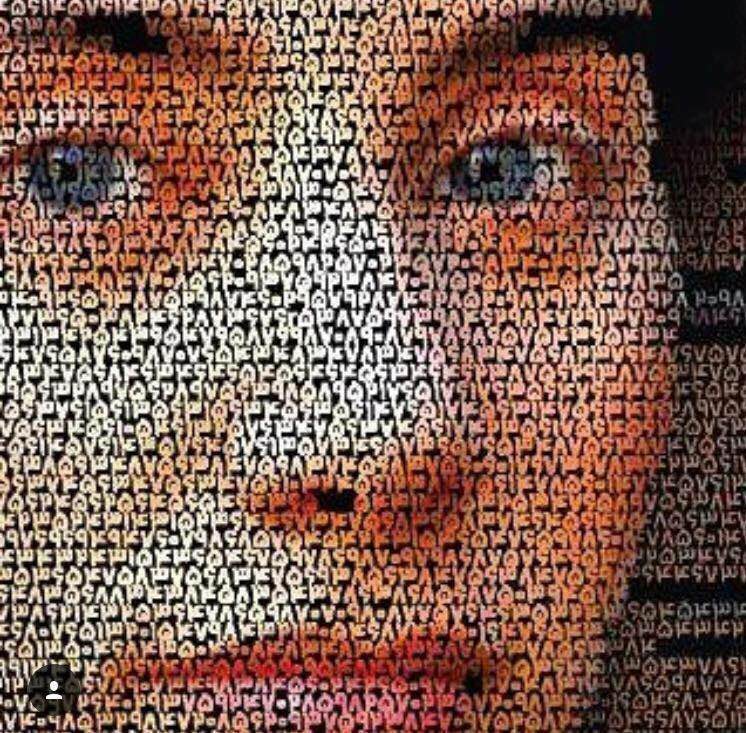 Portrait of the late Maryam Mirzakhani, made from numbers