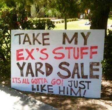 Funny yard-sale lawn sign
