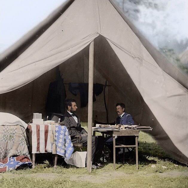 A restored photograph of Abraham Lincoln