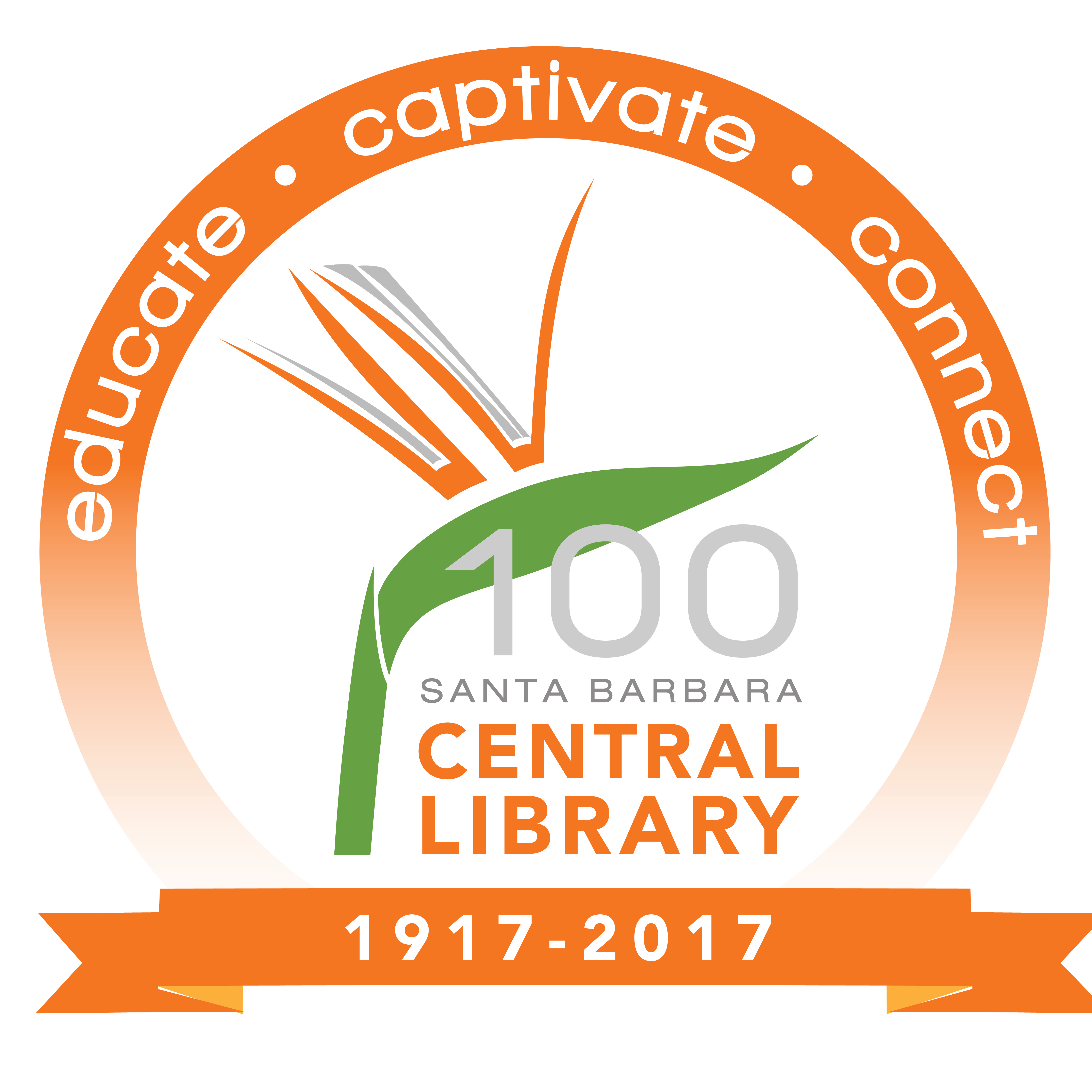 Logo for Santa Barbara Public Library's 100th anniversary event
