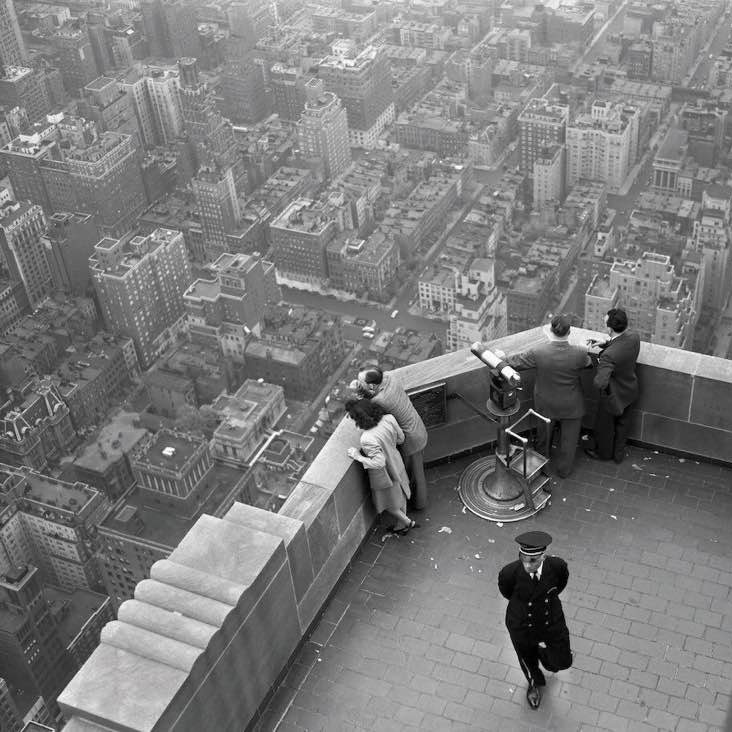 View from the top of the Empire State Building in NYC, 1947