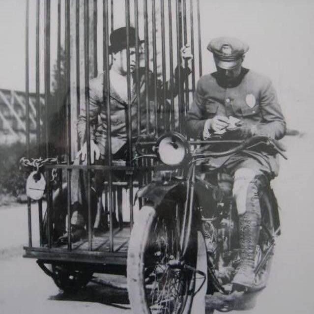 Mobile booking cage, 1920.