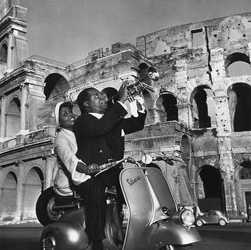 Louis Armstrong and his wife Lucille, Rome, 1949