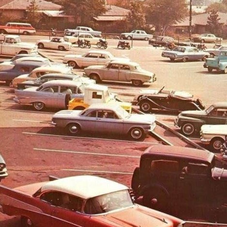 Burbank High School parking lot, 1966