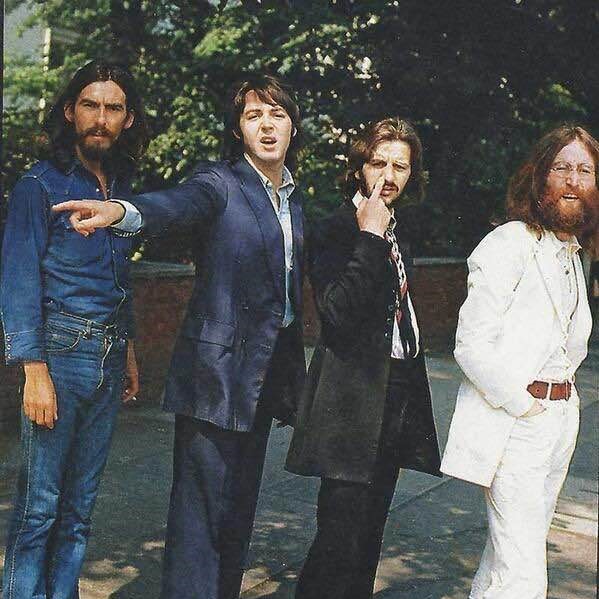 The Beatles crossing Abbey Road in 1969