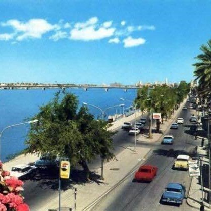 Riverfront street in Baghdad, Iraq, 1965