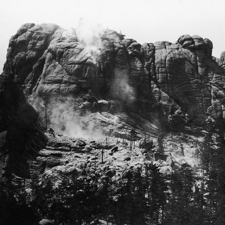 Mount Rushmore, as the carving project begins, ca. 1929