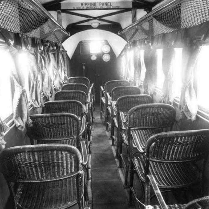 Inside a passenger plane, 1930