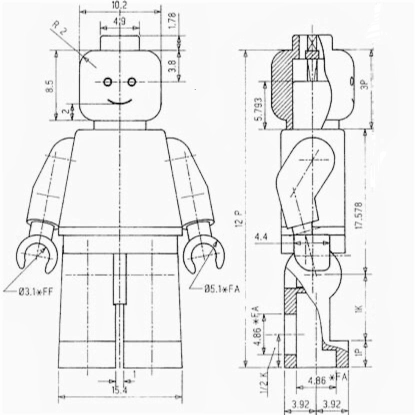 LEGO Minfig patent diagram, ca. 1979