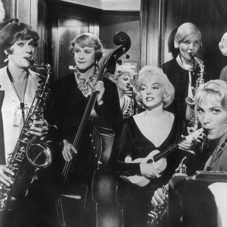 Scene from the 1959 classic comedy 'Some Like It Hot,' starring Tony Curtis, Jack Lemon, and Marilyn Monroe