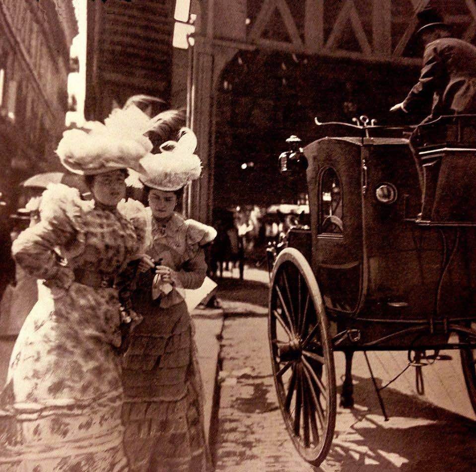Settling with the cabbie, New York City, 1895
