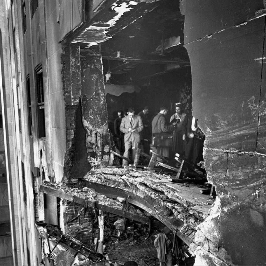 Aftermath of B-25 airplane crash into Empire State Building on July 28, 1945