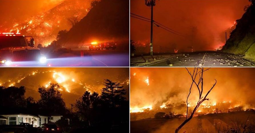 Four scenes from Ventura County's Thomas Fire