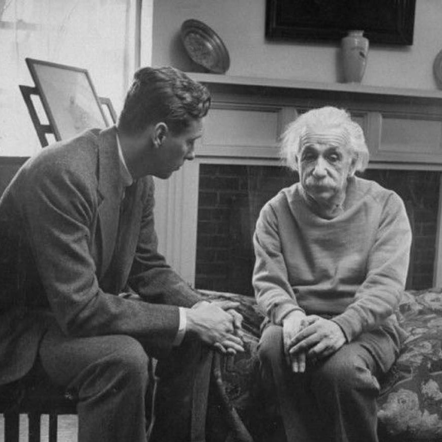 Einstein and his therapist, not! (This is a widely-circulated myth; Einstein is talking politics with Cord Meyer, Jr., 1948)