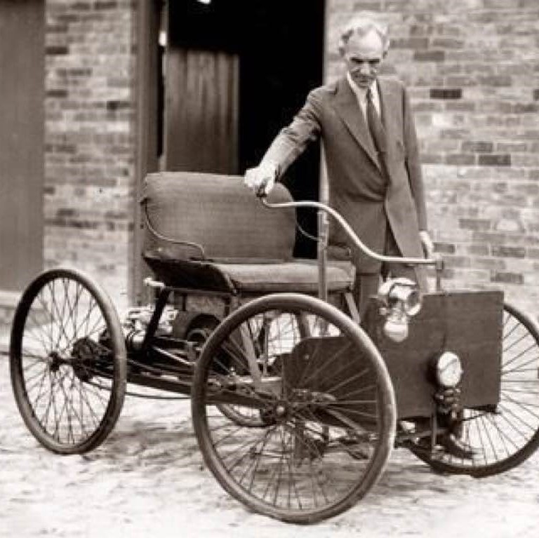 Henry Ford with his first automobile, 1896