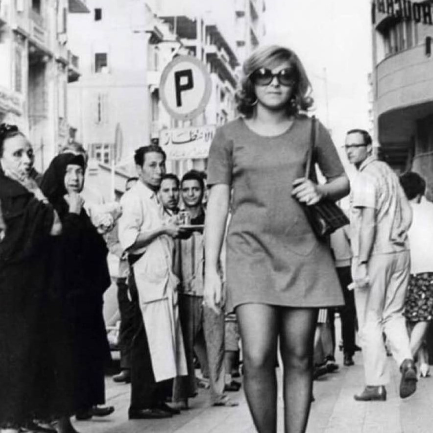 One of the first Egyptian women to wear a short dress, early 1960s