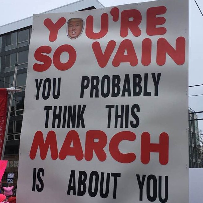 Sign seen at the women's protest march on January 20, 2018