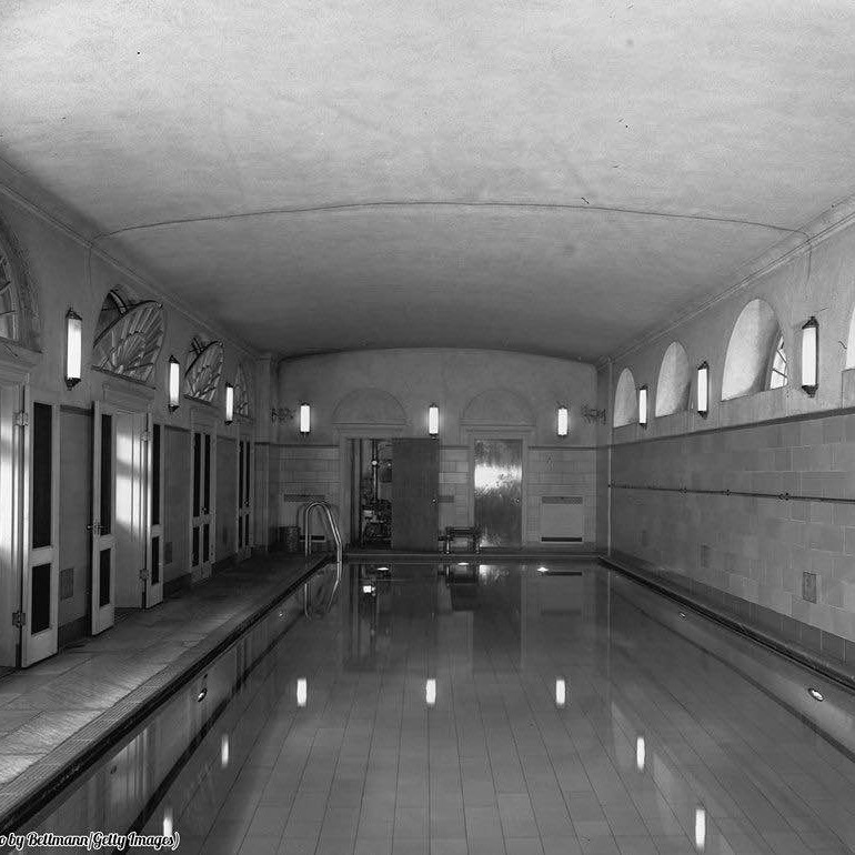 The swimming pool that used to be beneath the White House Briefing Room, 1946