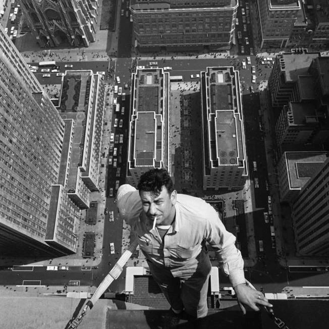 Window washer, New York City, 1961