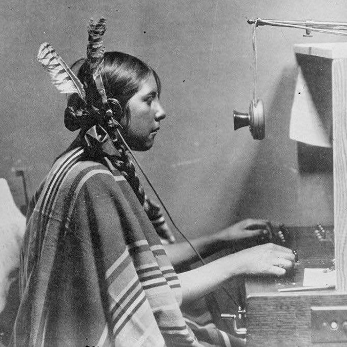 Native-American telephone switchboard operator, Montana, 1925