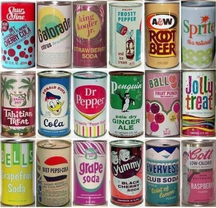 Vintage soda-can designs