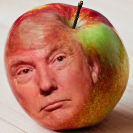 Image of Trump's face inside an apple