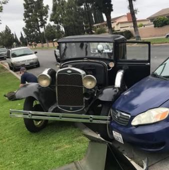 Ford Model T totaled in an accident