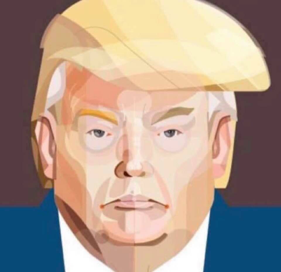Cartoon portrait of Donald Trump
