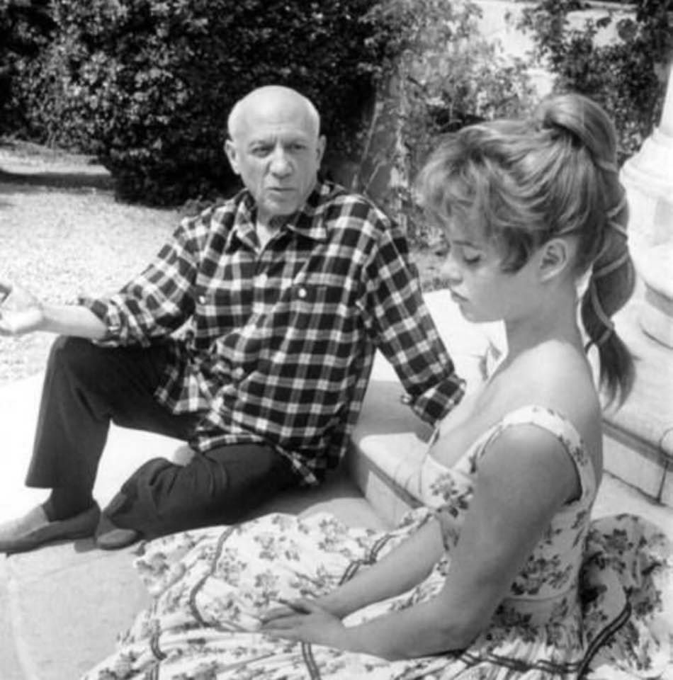 Pablo Picasso with Brigitte Bardot, 1956