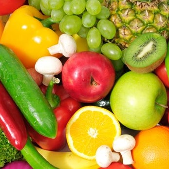 Colorful tray of fruits and vegetables