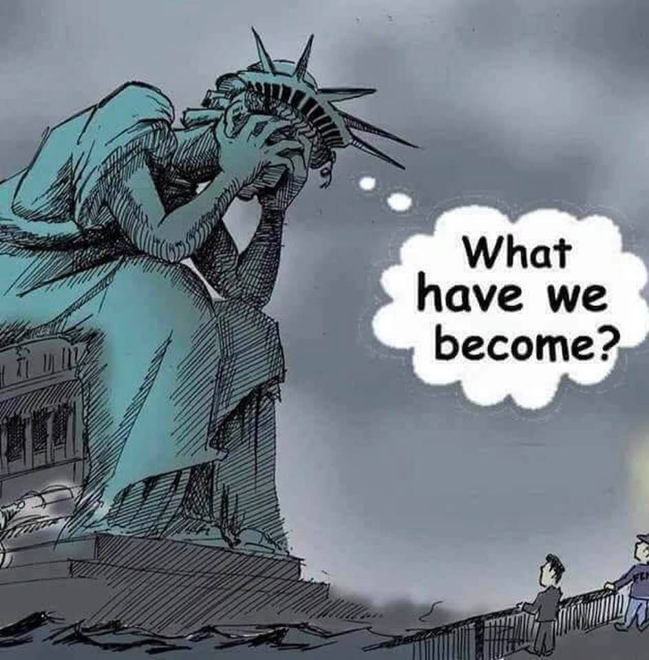Cartoon: Lady Liberty laments over what happened to Lady Justice
