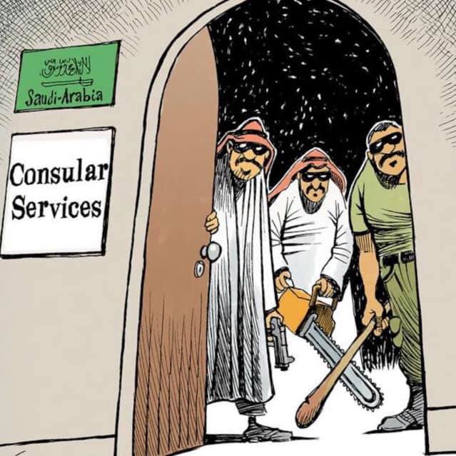 Cartoon of the day: 'Welcome to the Saudi consulate. How can we help you?'