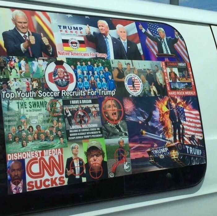 Photo of the van belonging to the suspect in the mailed pipe-bombs terror attack