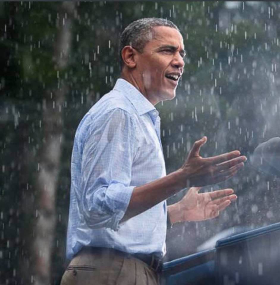 Rain never stops a true leader from performing his/her duties.
