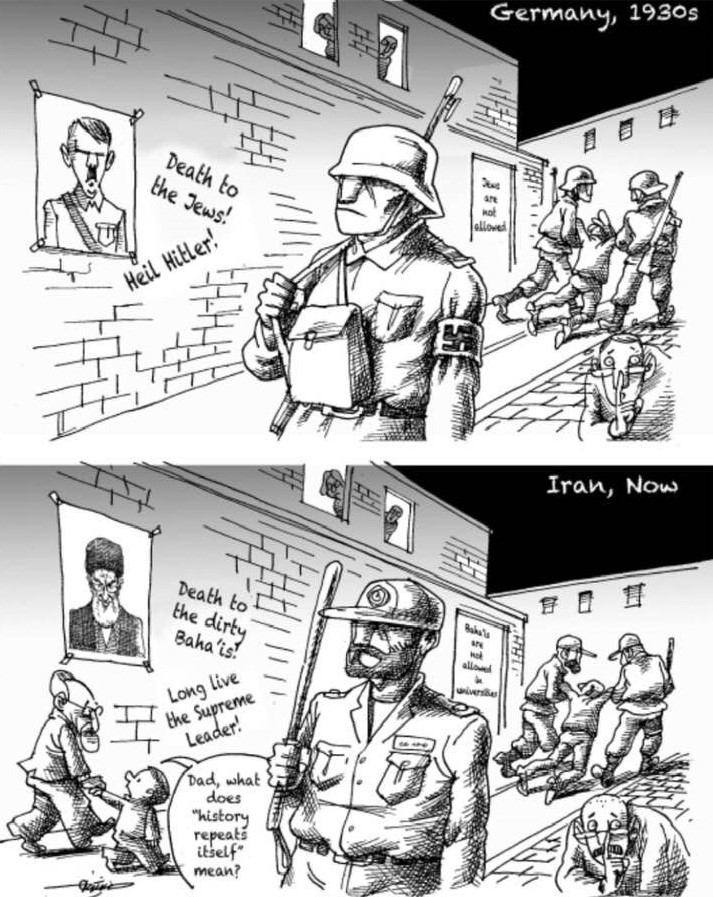 Cartoon: Germany, 1930s; Iran, 2010s; America, ?
