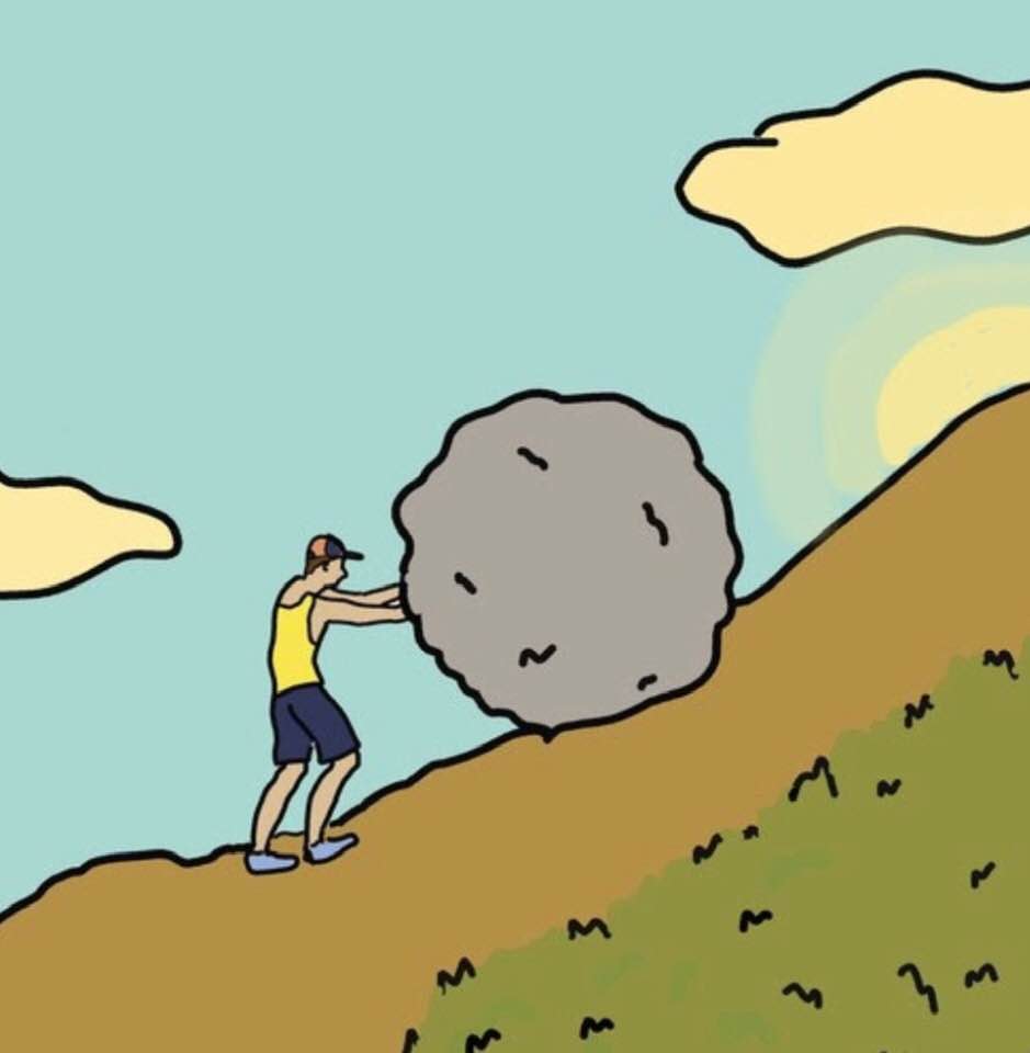Status update by Sisyphus: 'Almost at the top, fam!'